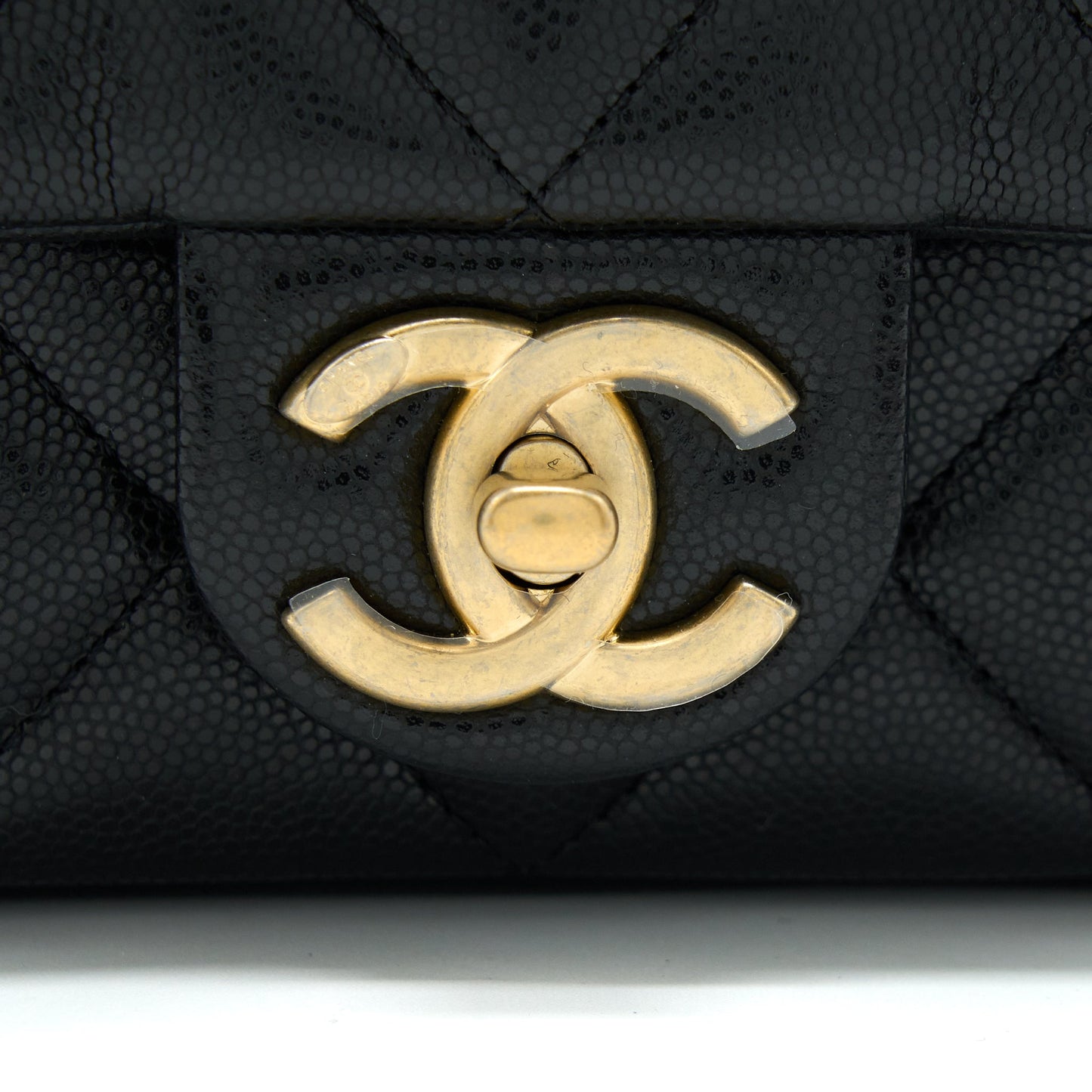 Chanel 22A Mini Square Flap Bag Caviar Black Brushed GHW (Microchip)