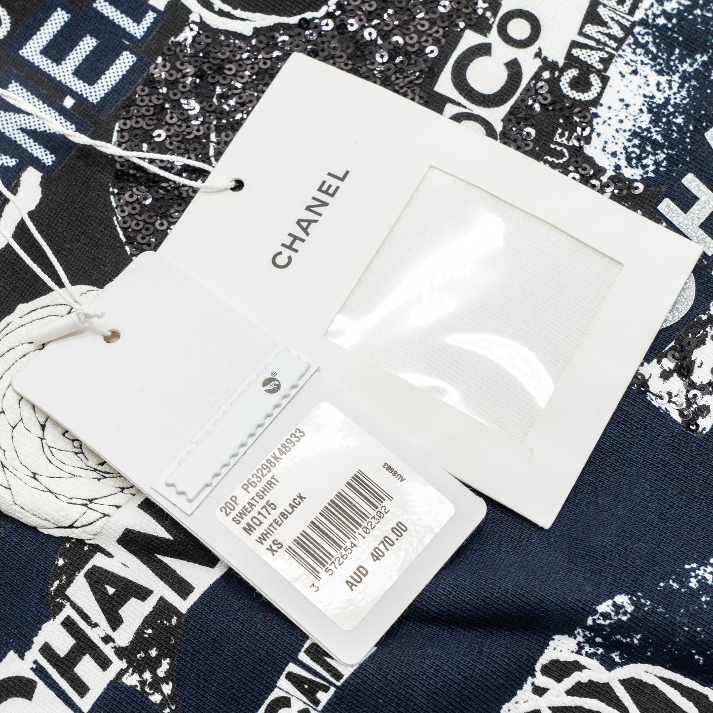 Chanel Size XS Coco Chanel Graffiti Sweatshirt White/Black