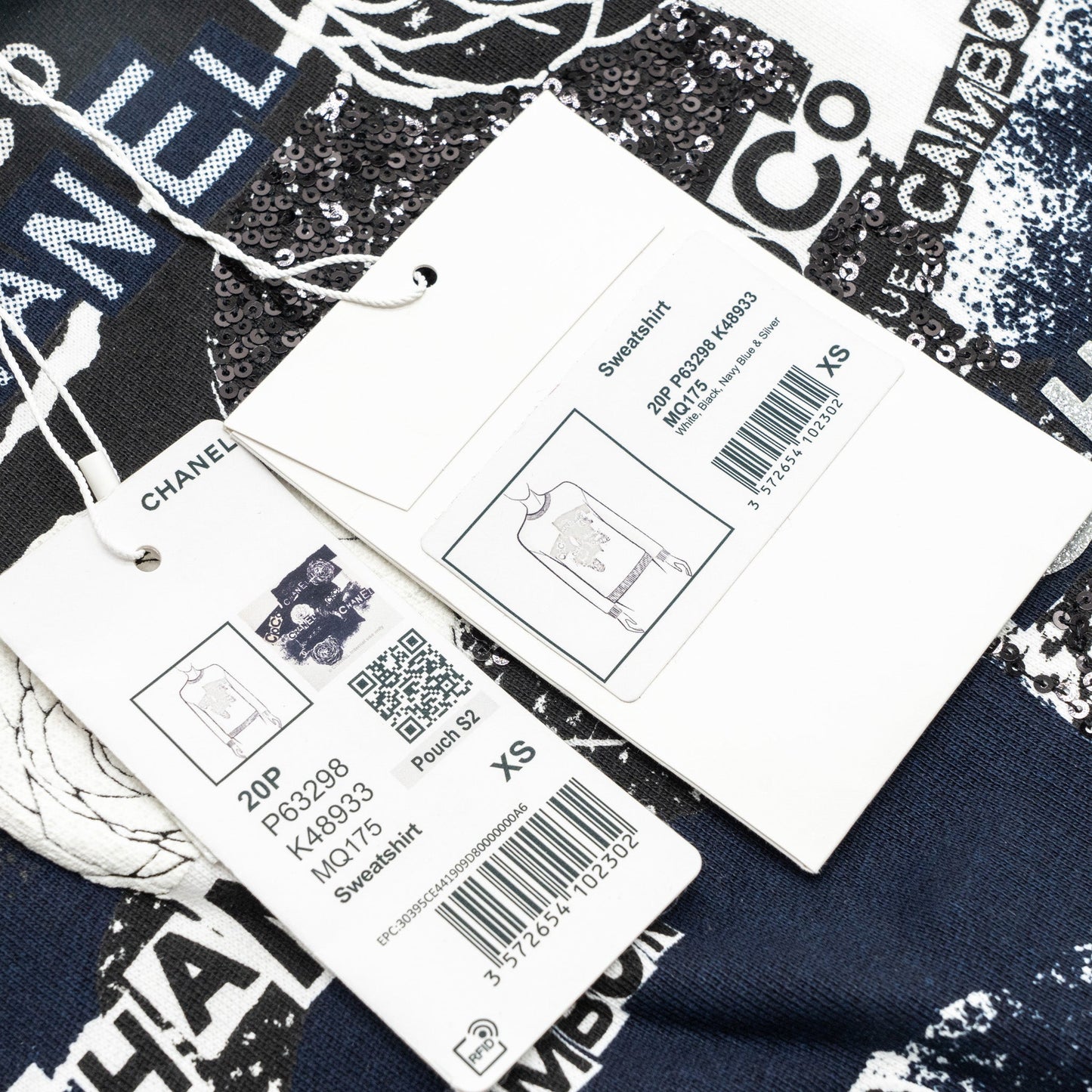 Chanel Size XS Coco Chanel Graffiti Sweatshirt White/Black