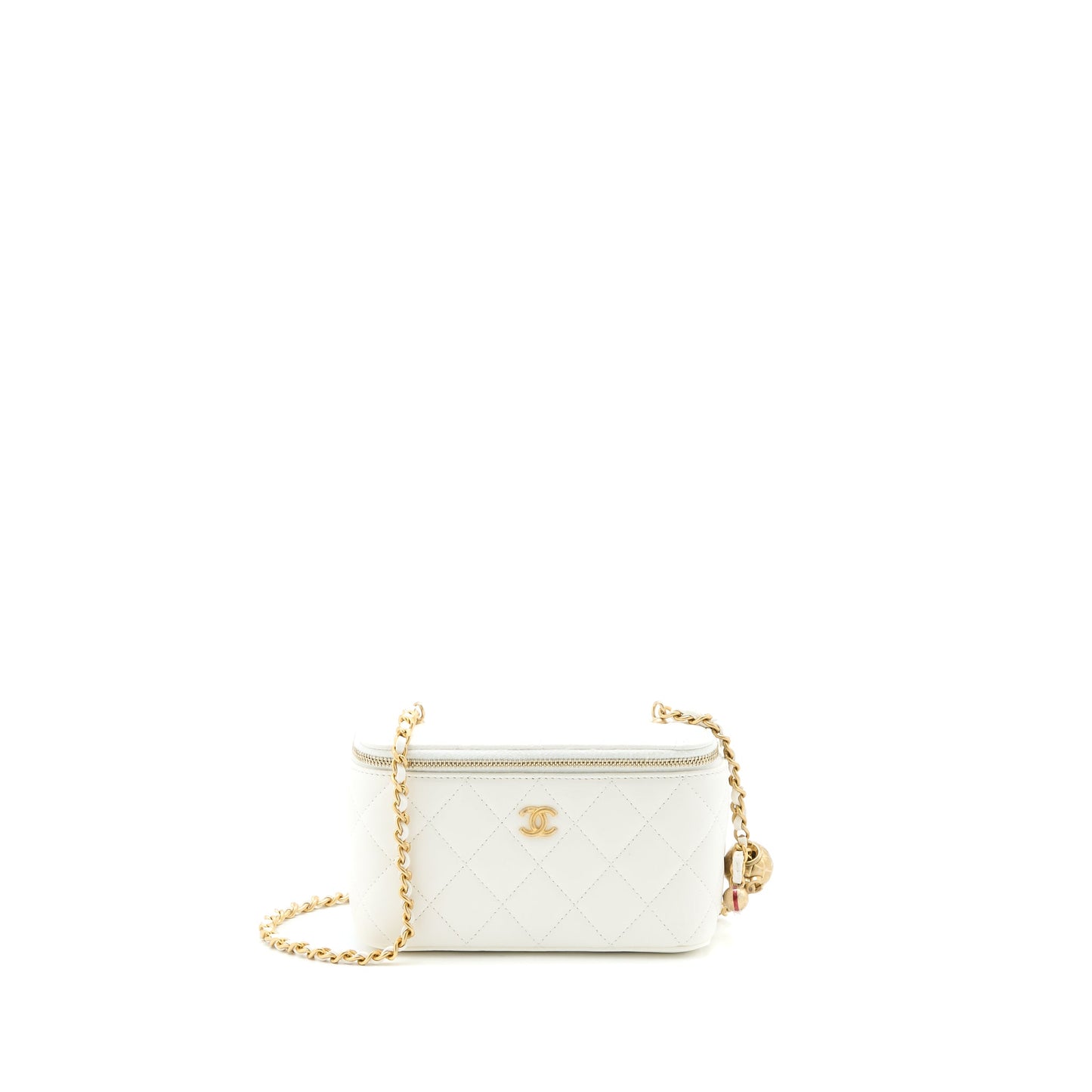 Chanel Pearl Crush Long Vanity Lambskin White Brushed GHW (Microchip)