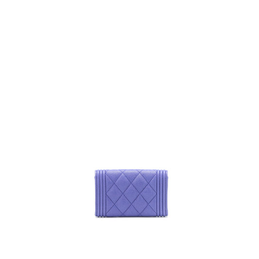 Chanel Boy Card Holder Caviar Purple LGHW