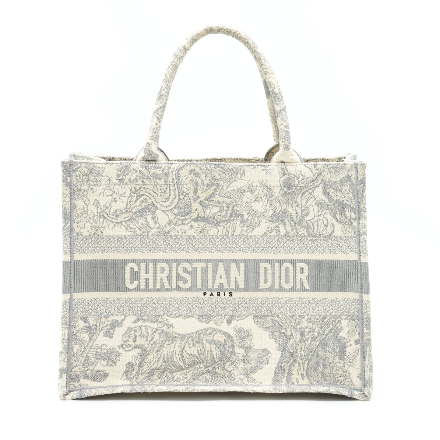 Dior Medium Dior Book Tote Grey Toile De Jouy Embroidery
