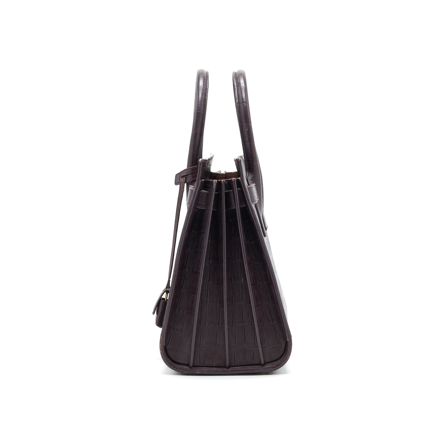 SAINT LAURENT/ YSL CLASSIC SAC DE JOUR IN CROCODILE EMBOSSED BURGUNDY