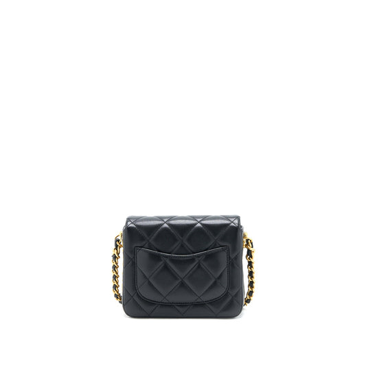 Chanel 21B Seasonal Quilted Square Flap Bag Lambskin Black Brushed GHW (Microchip)