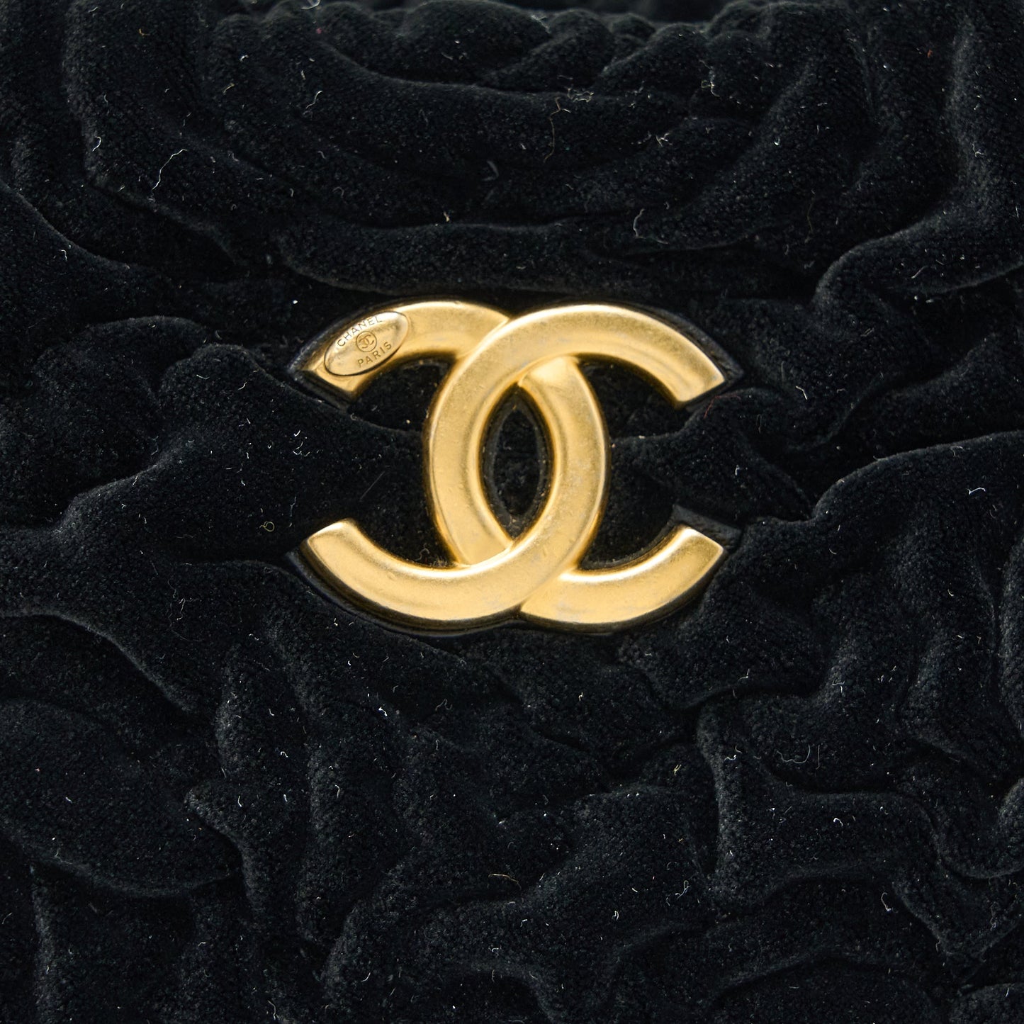 Chanel Mini Boston Bag with Chain Camellia Velvet Black GHW (Microchip)