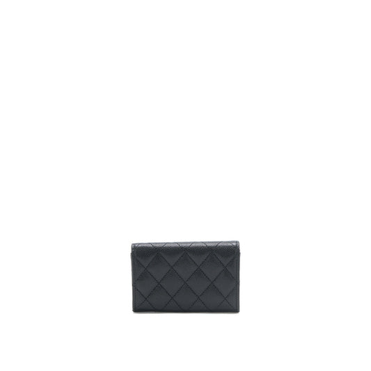 Chanel 23P Detailed Logo Flap Card Holder Caviar Black LGHW (Microchip)