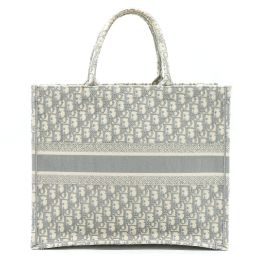 Dior Large Dior Book Tote Grey Oblique Embroidery