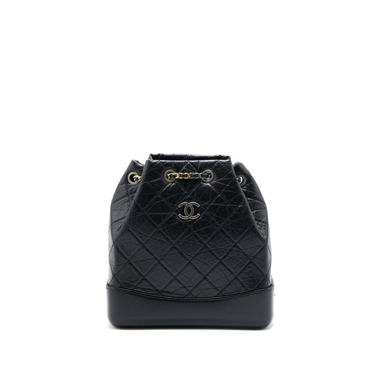 Chanel Small Gabrielle Backpack Aged Calfskin Black Multicolour Hardware (Microchip)