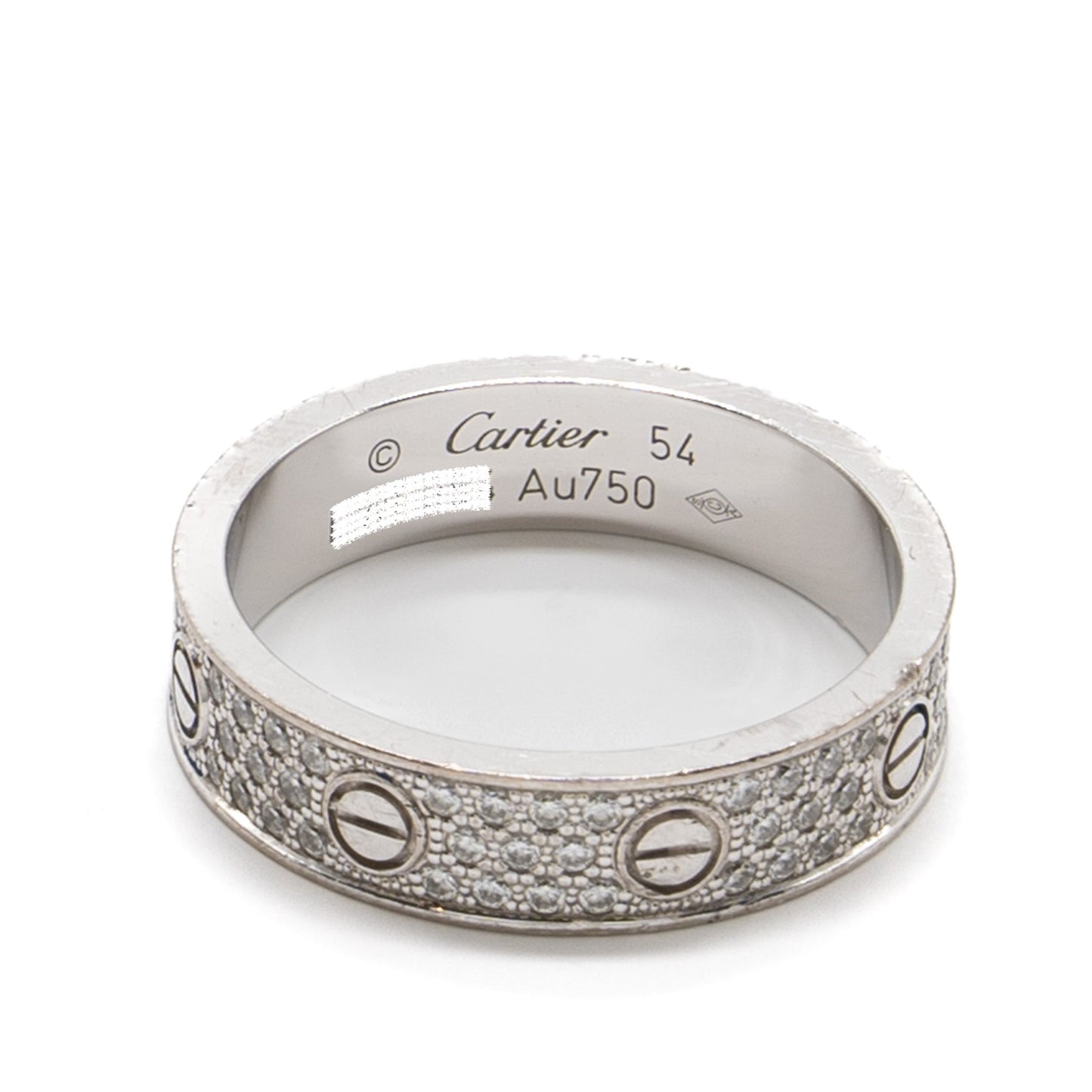 Cartier Size 54 Love Wedding Band White Gold Diamond-Paved