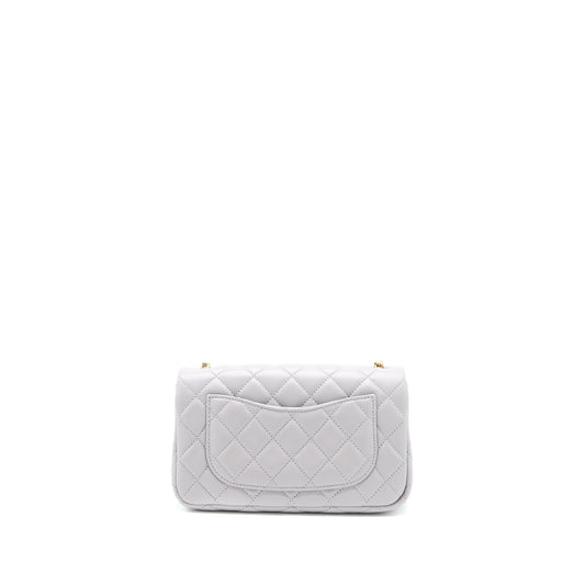 Chanel Pearl Crush Mini Rectangular Flap Bag Lambskin Light Grey GHW (Microchip)