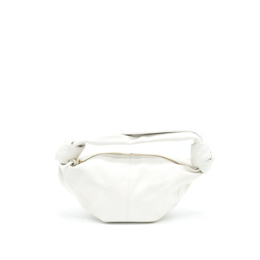 Bottega Veneta Double Knot Leather Shoulder Bag White