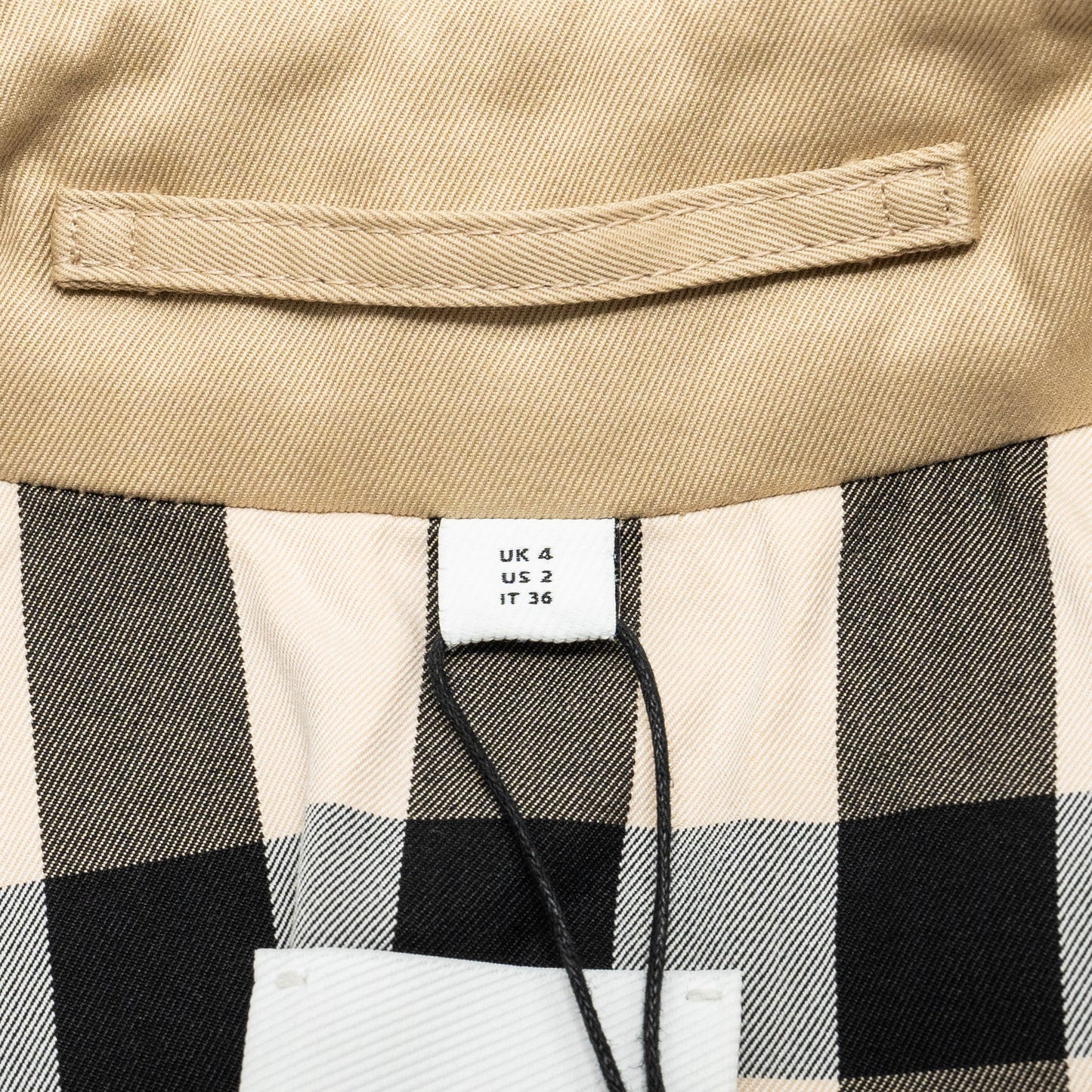 Burberry Size 4 Check Panel Mid-Length Trench Coat Beige