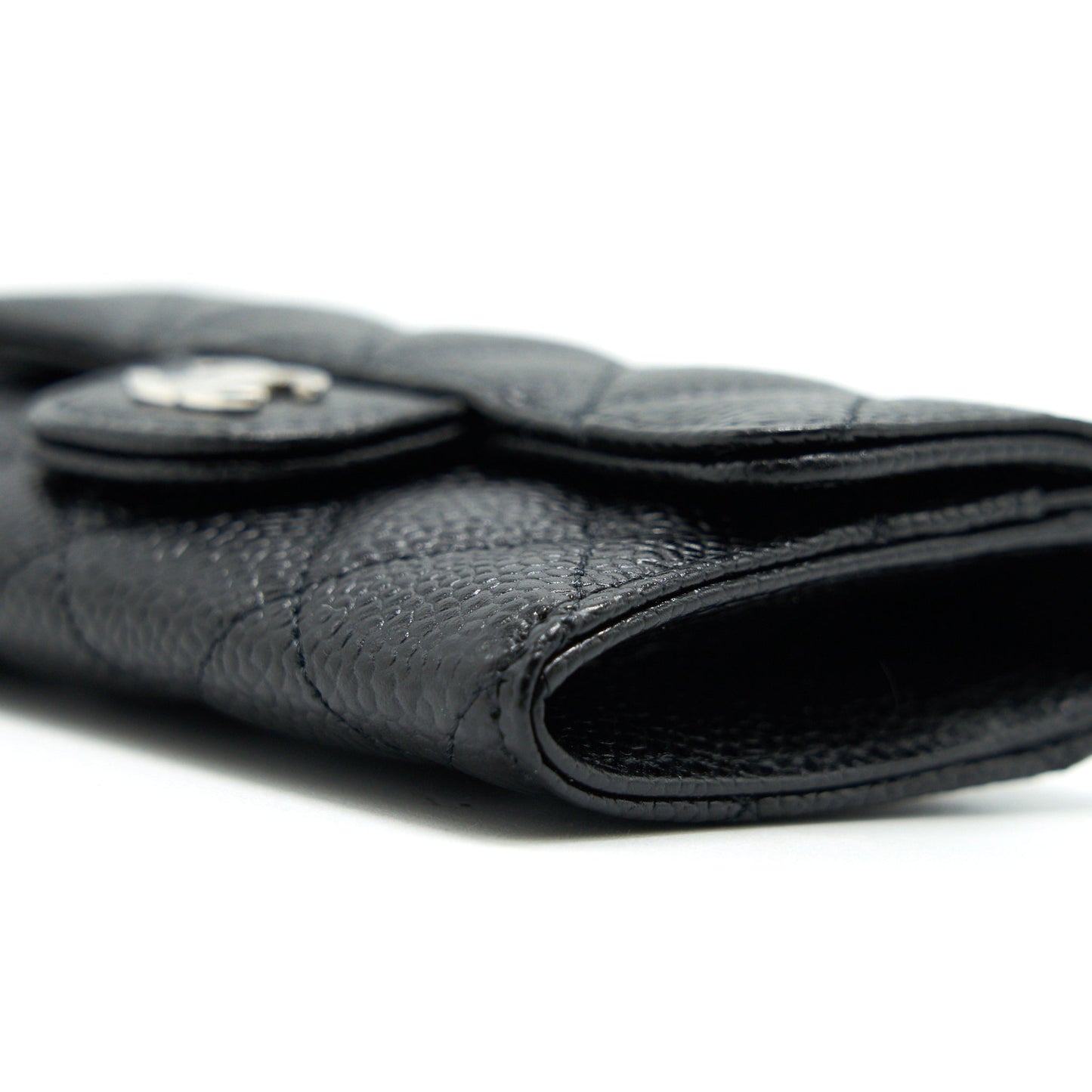 CHANEL Classic Card Holder Grained Calfskin SHW Black