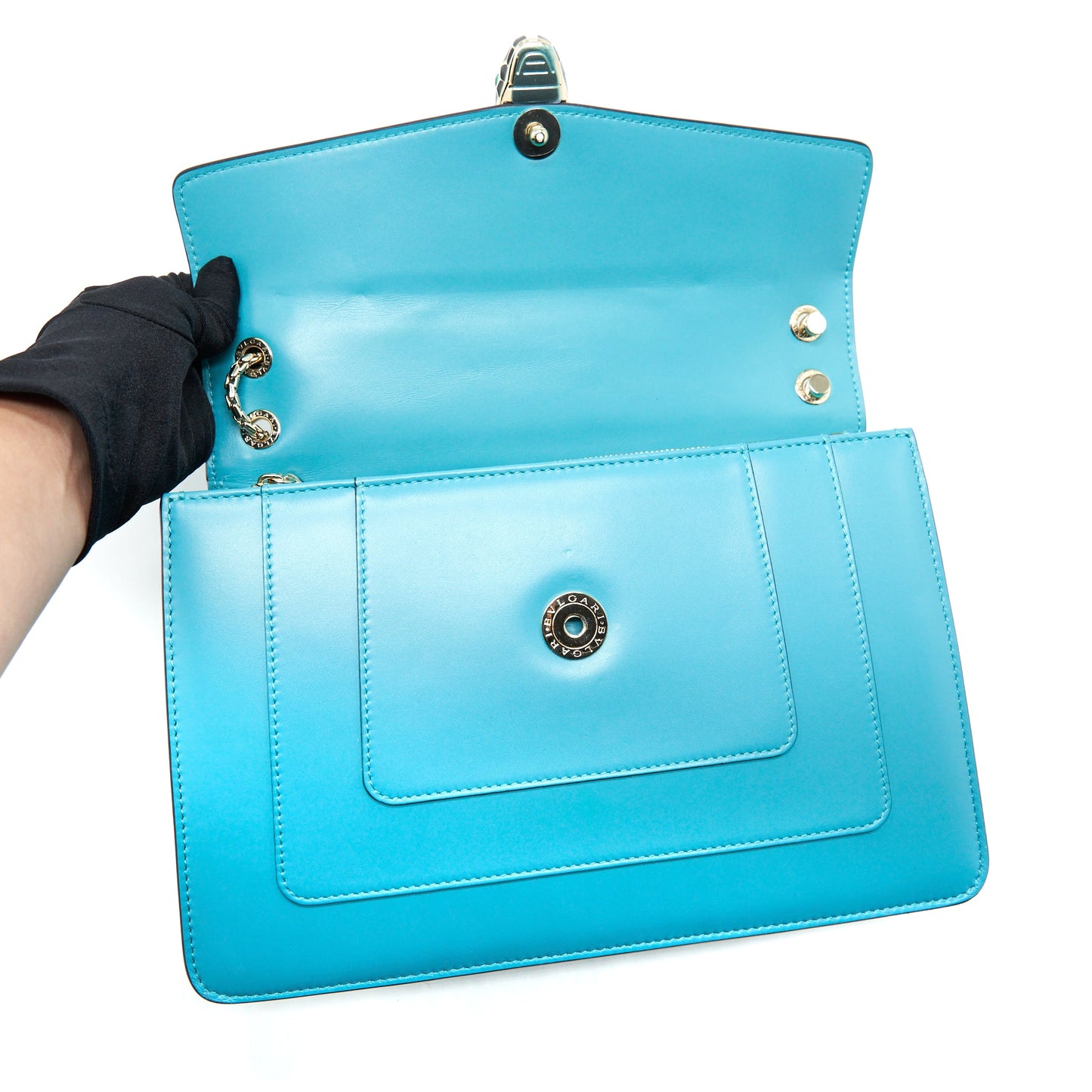 Bvlgari Serpenti Forever Shoulder Bag Calfskin Blue SHW