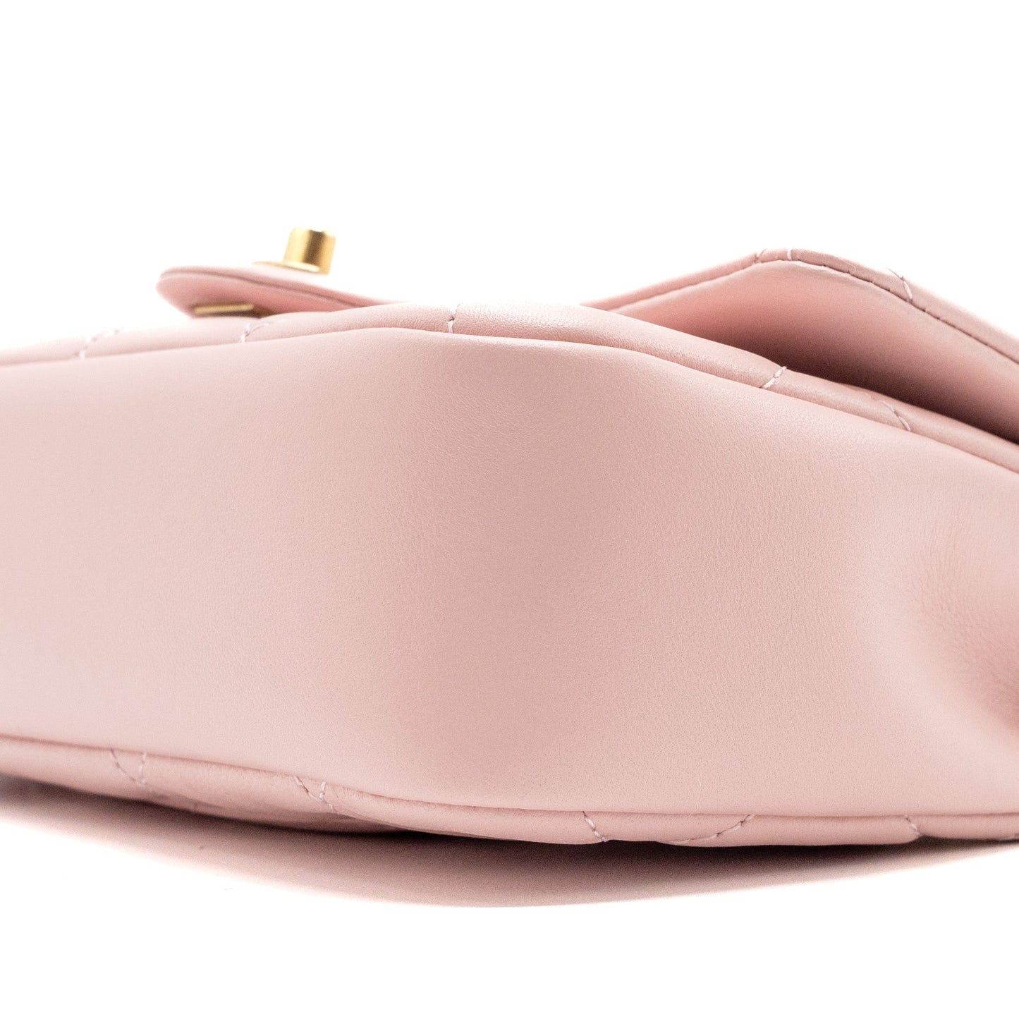 Chanel Quilted Flap Bag With Heart Charm on Chain Lambskin Light Pink GHW (microchip)