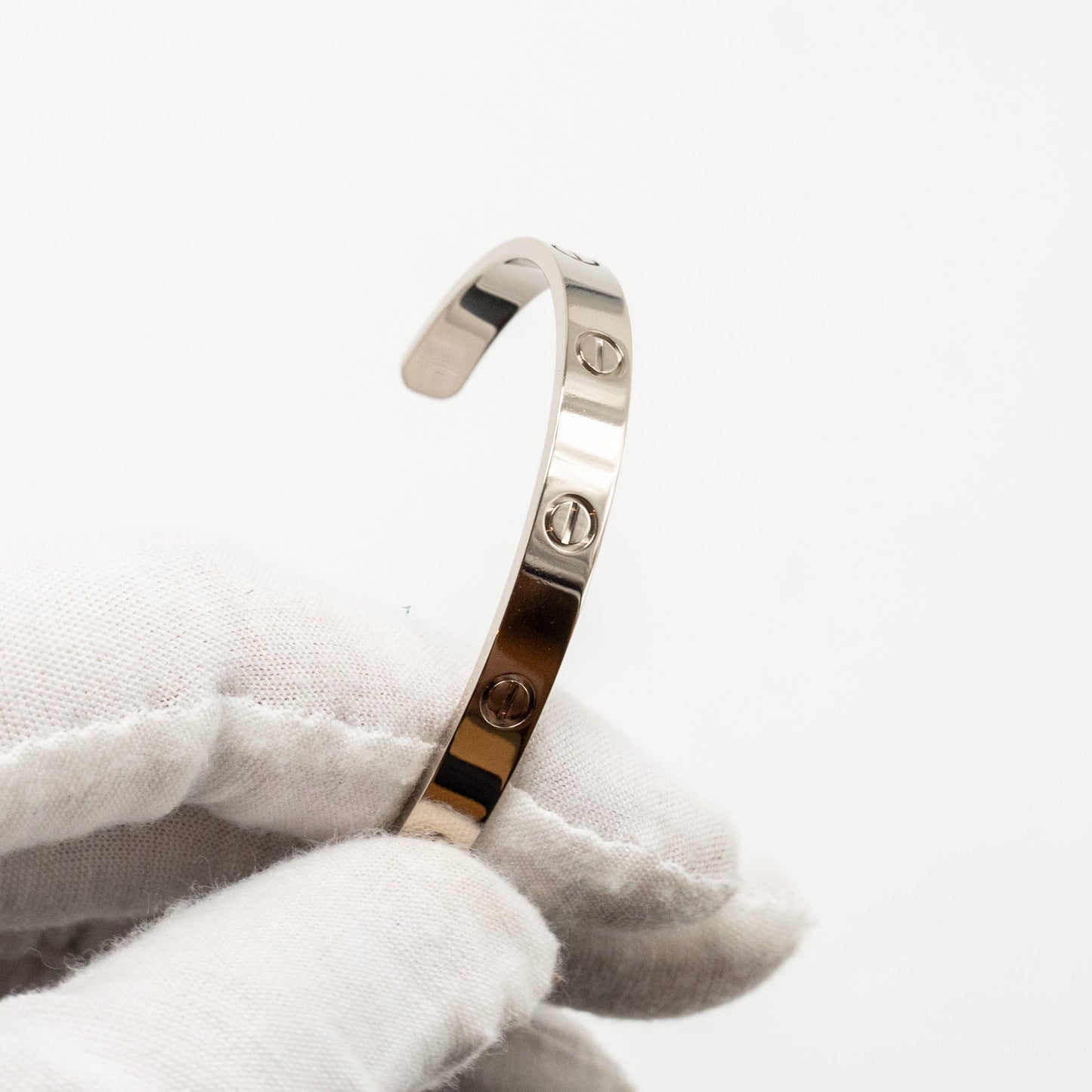 Cartier Size 18 Love Open Bracelet Classic Model, White Gold