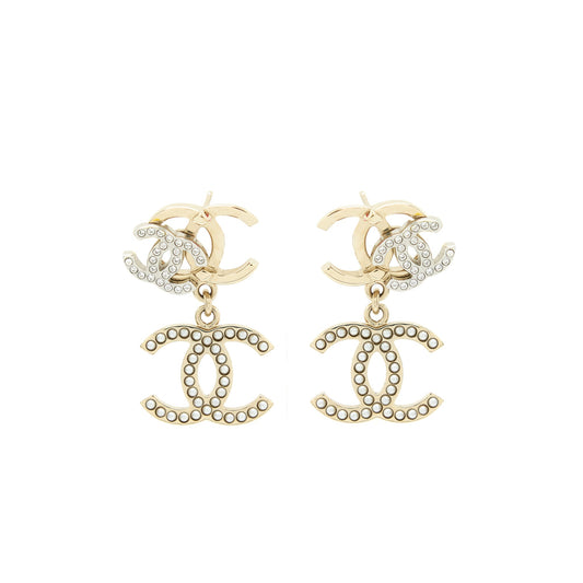 Chanel Logos Earrings With Pearls And Crystal LGHW