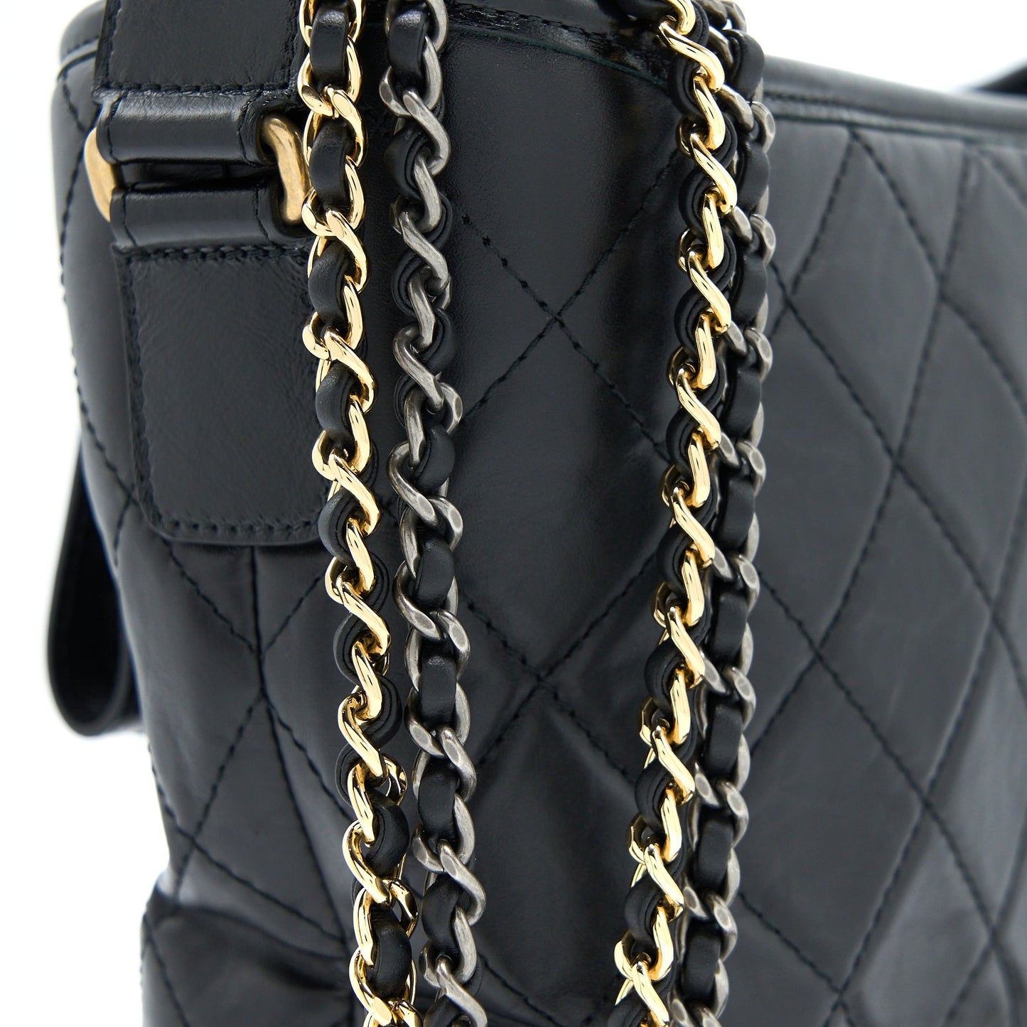 Chanel Large Gabrielle Hobo Bag Aged Calfskin Black Multicolour Hardware