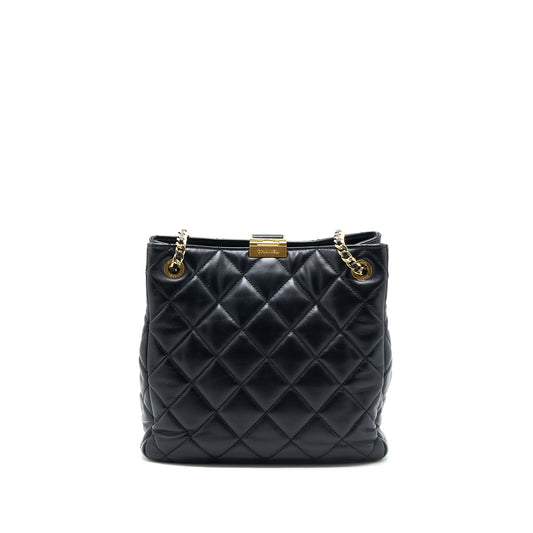 Chanel Seasonal Tote Bag Lambskin Black Brushed GHW(Microchip)