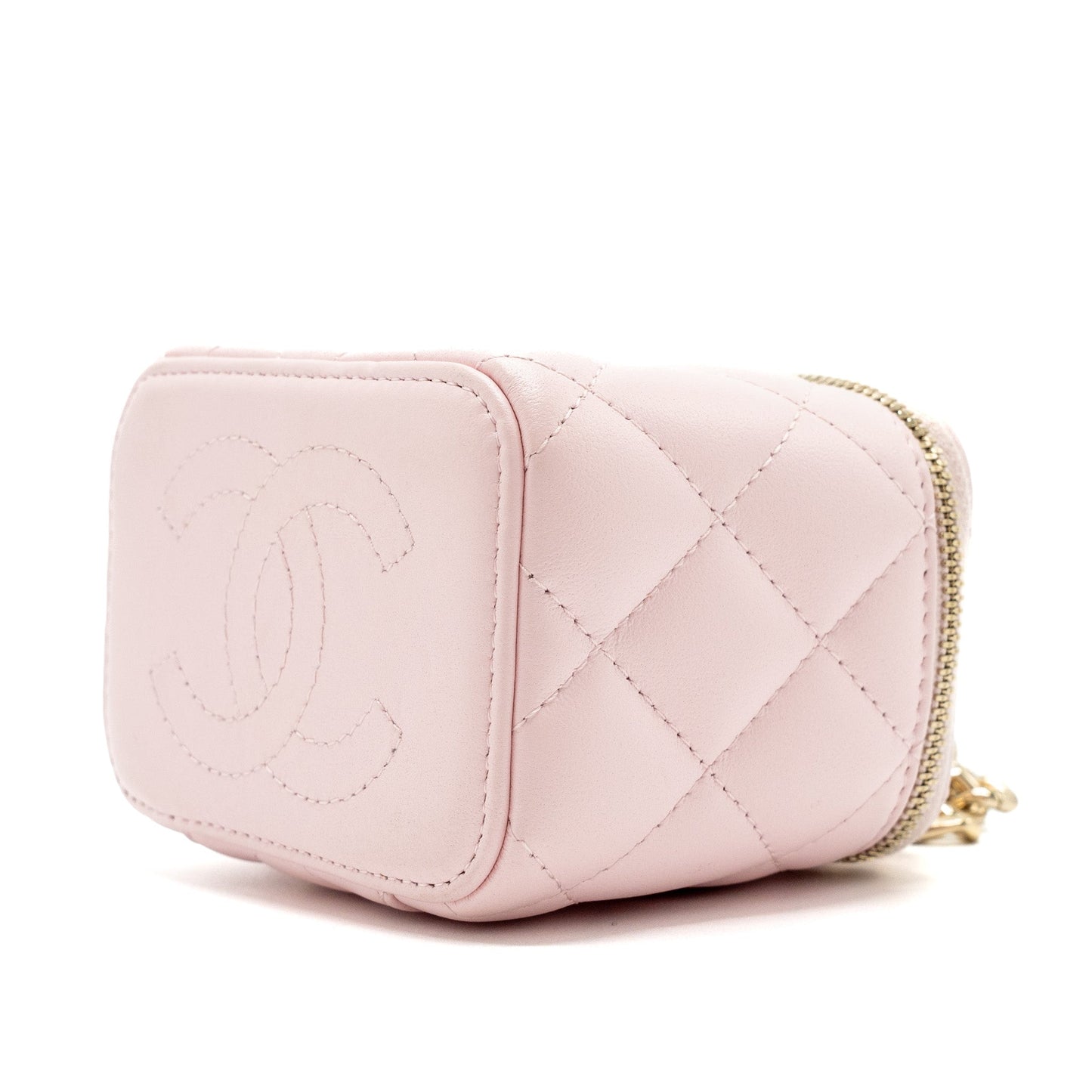 Chanel mini vanity with giant chain lambskin light pink LGHW