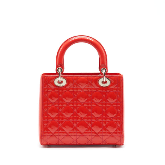 Dior Medium Lady Dior Patent Red SHW