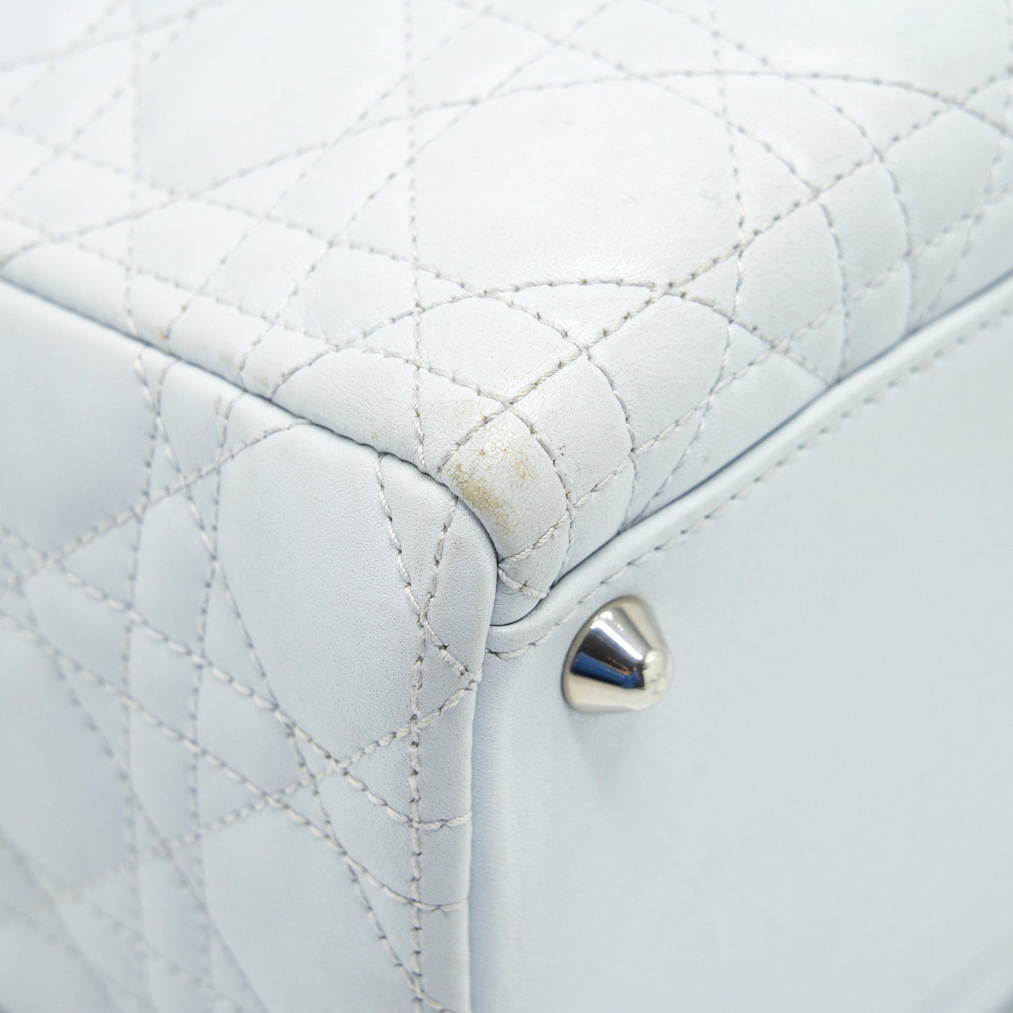 Dior Lady Dior Bag Large in White SHW