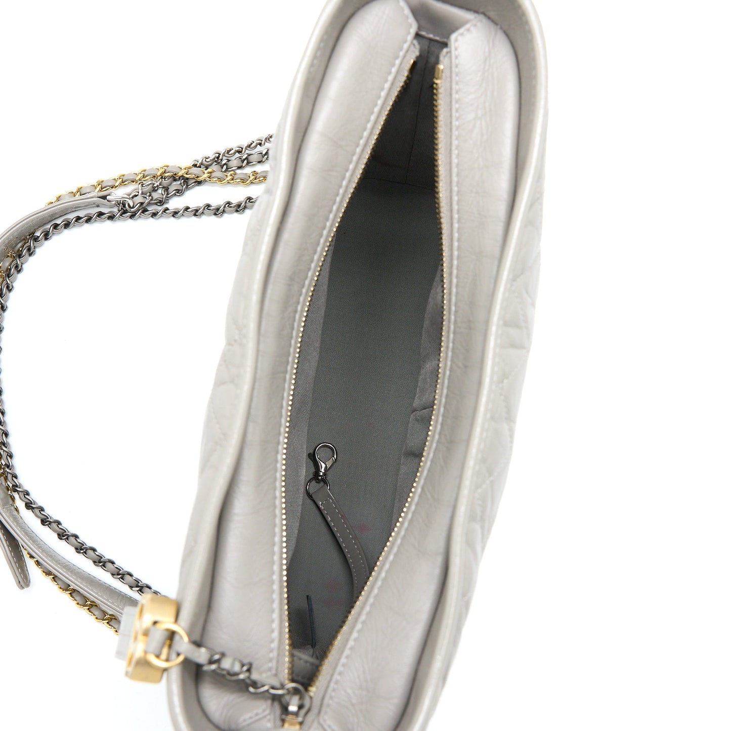 Chanel Large Gabrielle Hobo Bag Aged Calfskin Light Grey Multicoloured Hardware