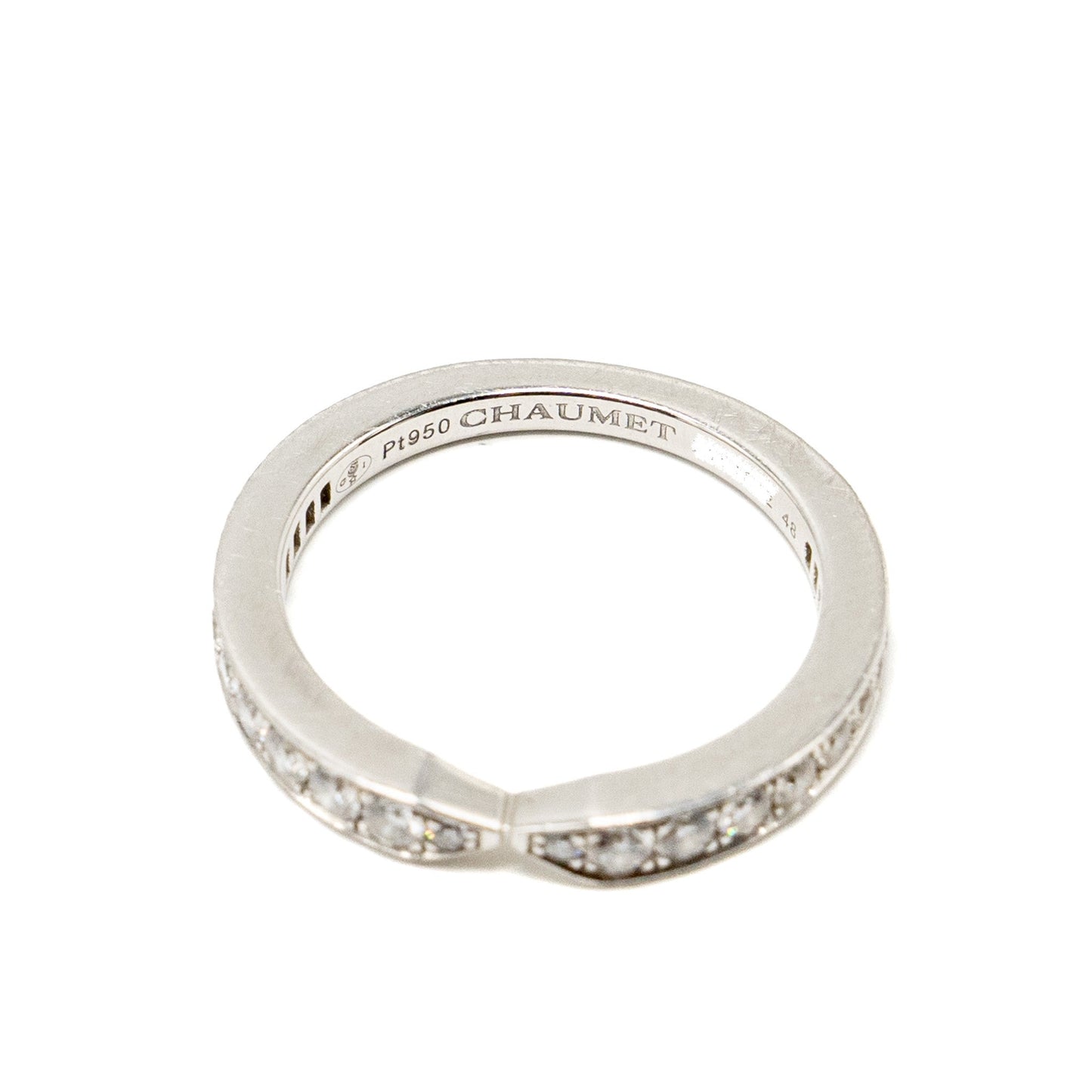 Chaumet size 48 triomphe de Chaumet wedding band / ring platinum, diamonds