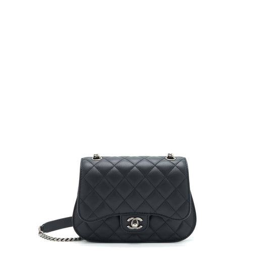 Chanel Quilted Flap Crossbody Bag Black Ruthenium Hardware