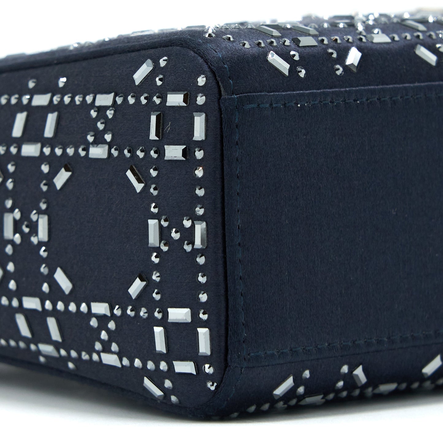 Dior Mini Lady Dior Stain Crystal Cannage Dark Blue SHW