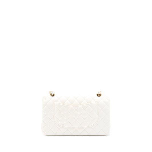Chanel Medium Classic Double Flap Bag Caviar White LGHW