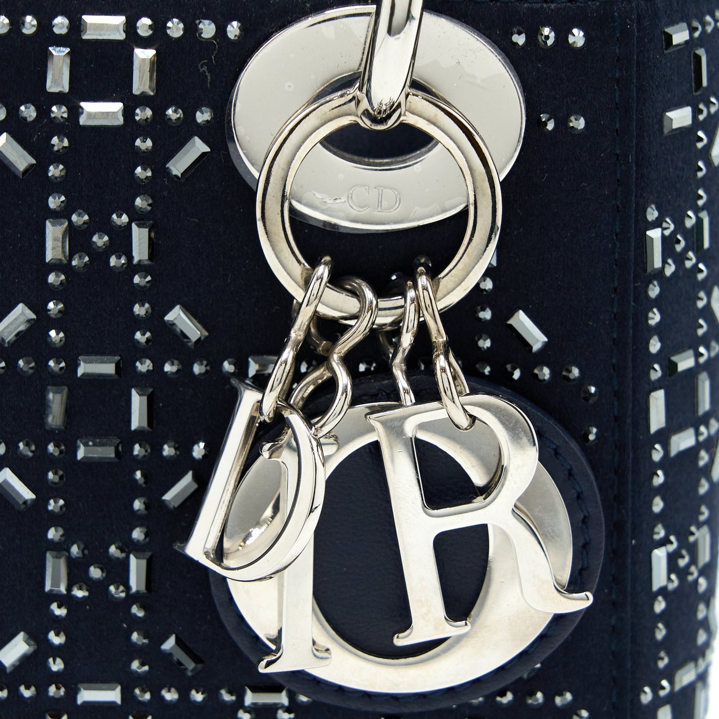 Dior Mini Lady Dior Stain Crystal Cannage Dark Blue SHW
