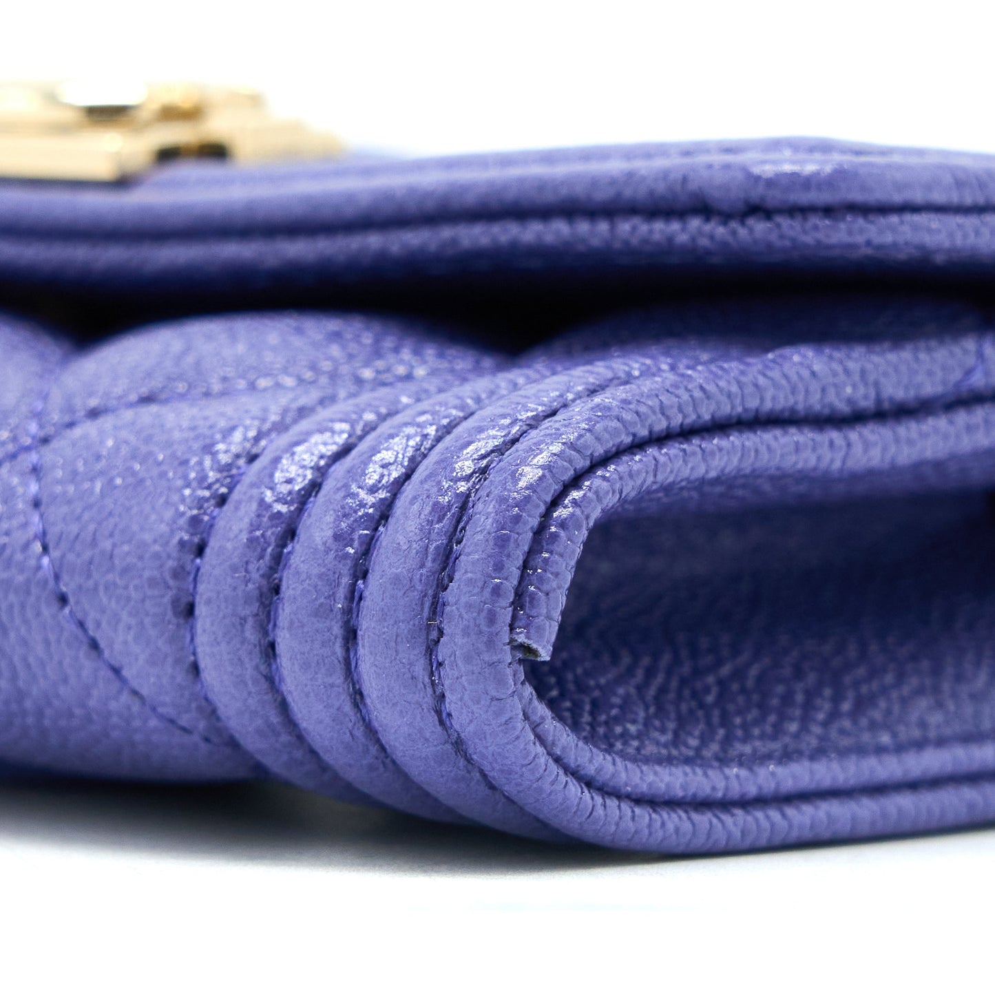 Chanel Boy Card Holder Caviar Purple LGHW