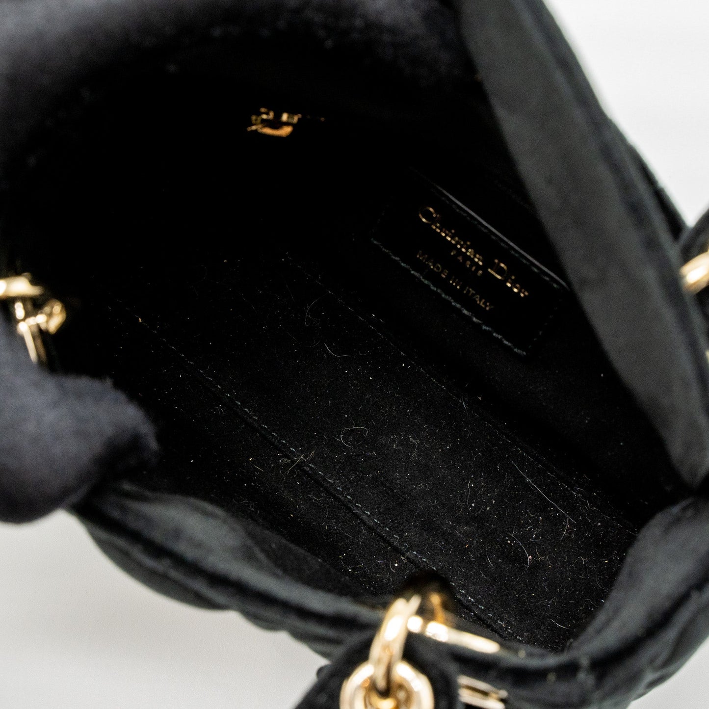 Dior Mini Lady Dior Velvet Black LGHW
