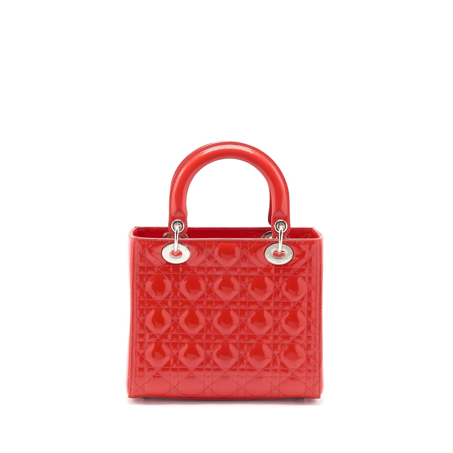 Dior Medium Lady Dior Patent Coral SHW