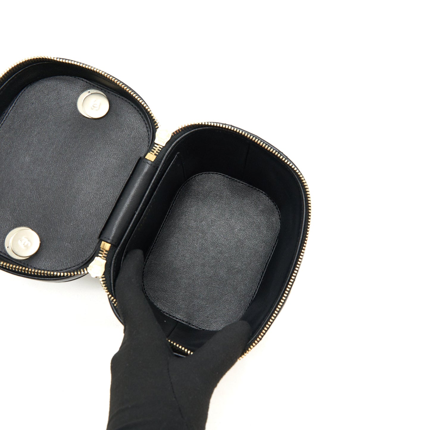 Chanel Trendy CC Round Vanity Case Crossbody Bag Lambskin Black LGHW
