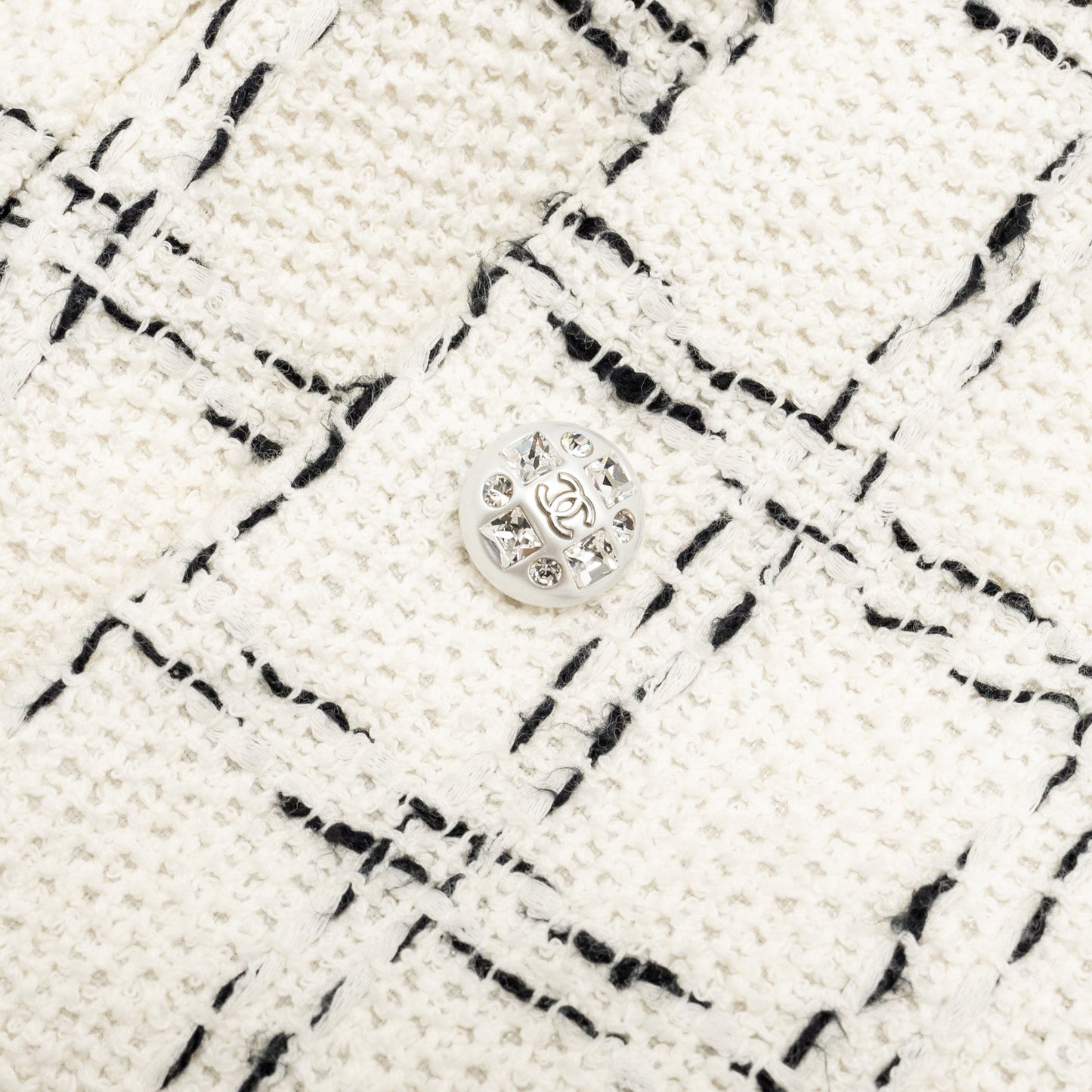 Chanel Size 40 23S Tweed Jacket Cotton White/Black