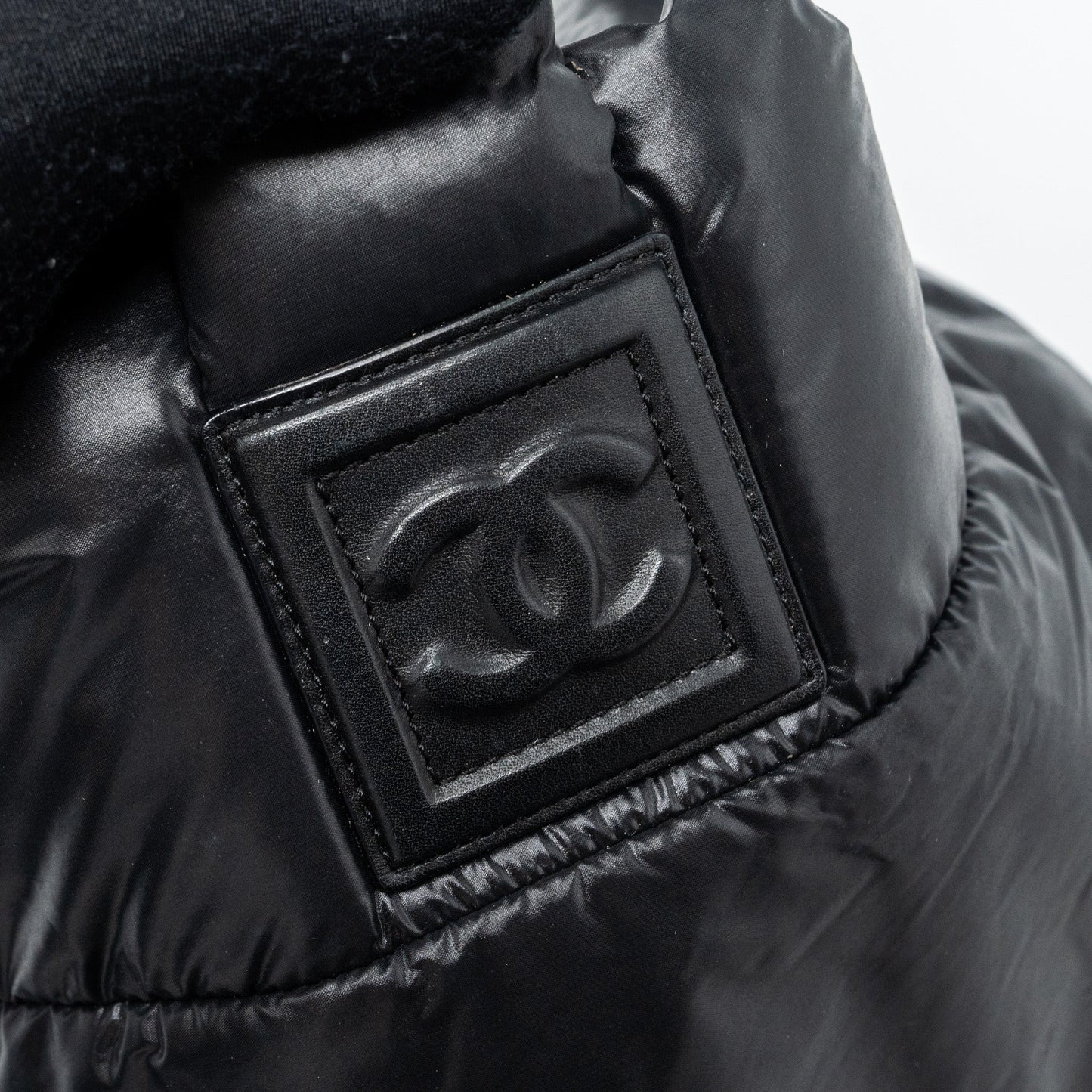 Chanel small puffy Down tote bag nylon black SHW