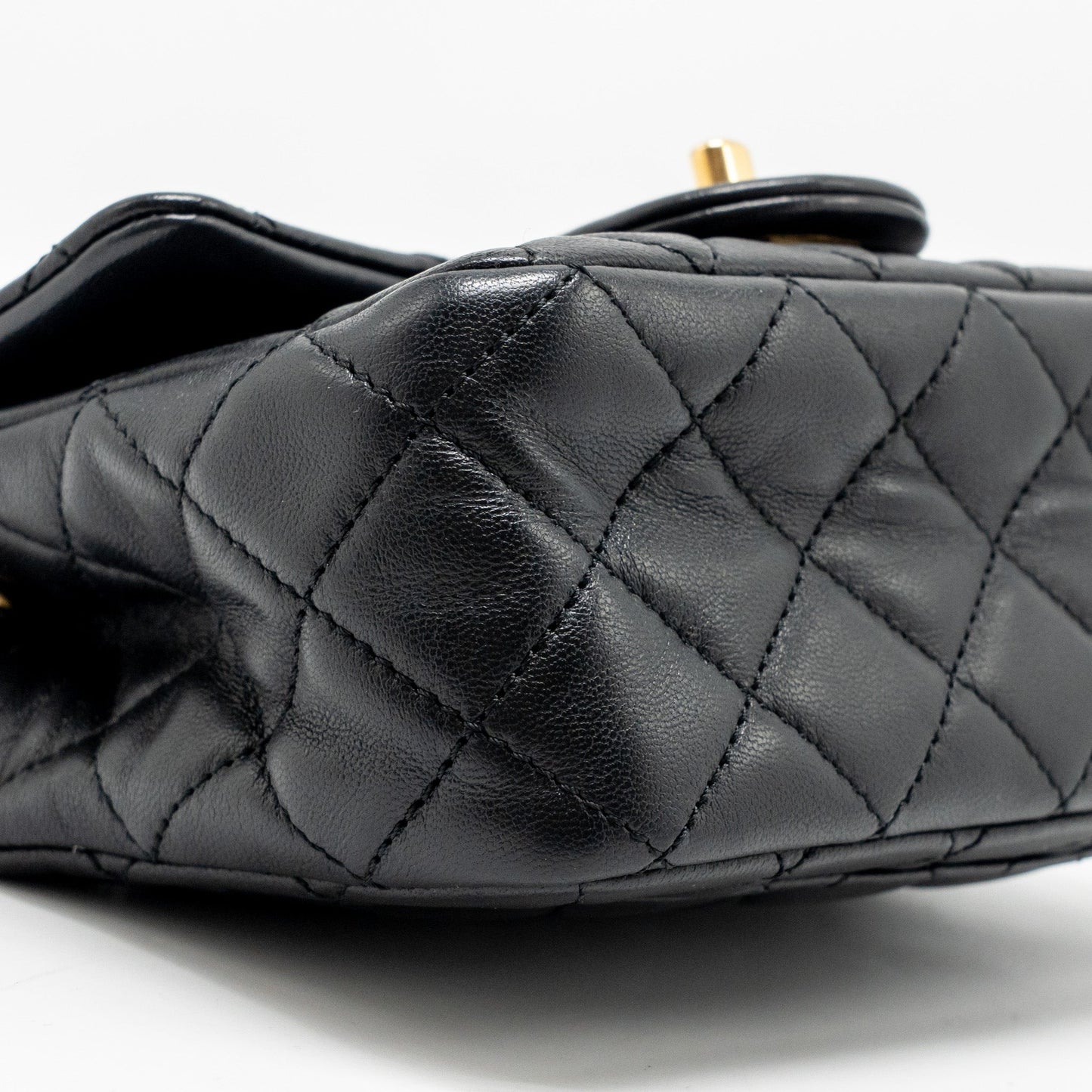 Chanel Pearl Crush Mini Square Flap Bag Lambskin Black GHW (microchip)