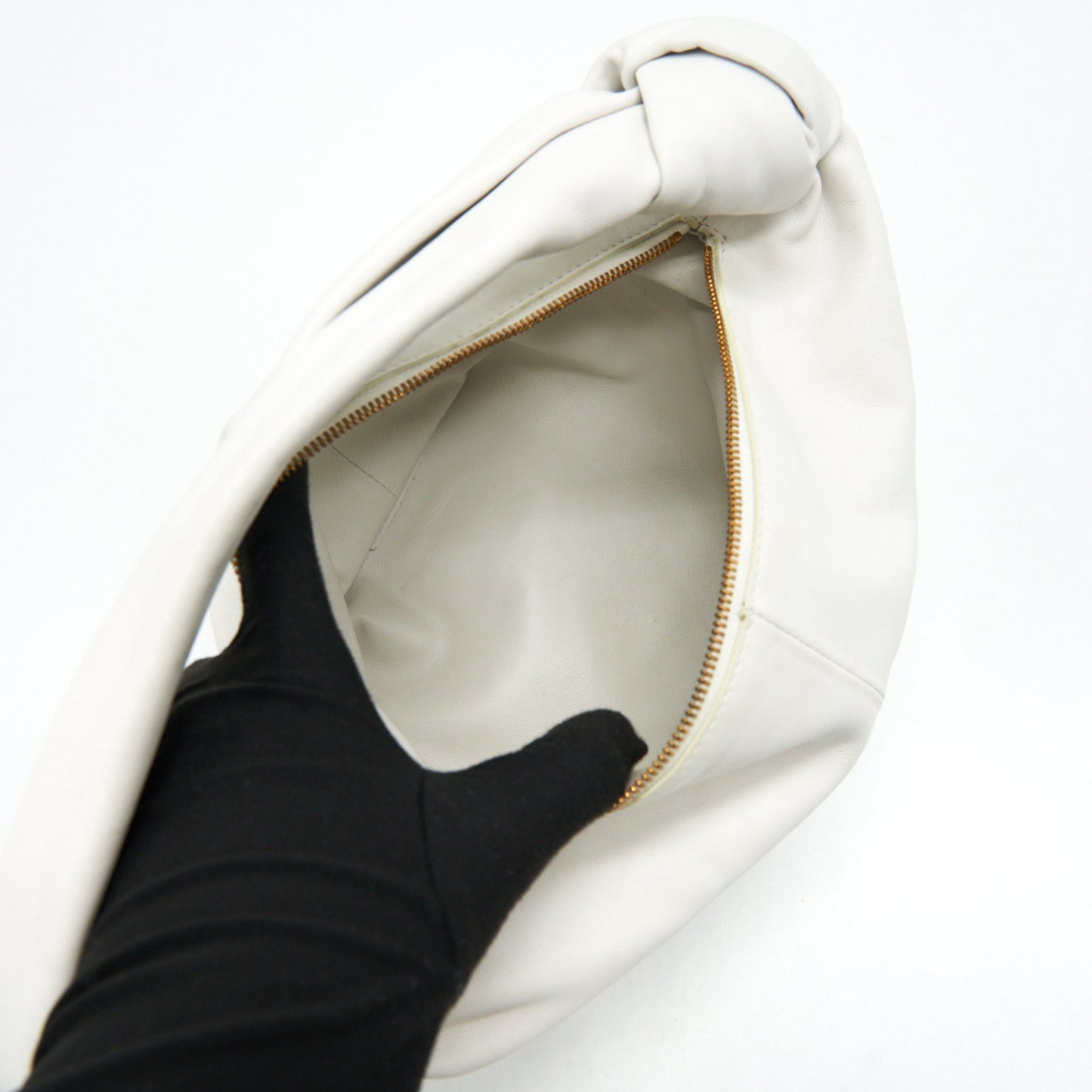 Bottega Veneta Double Knot Leather Shoulder Bag White