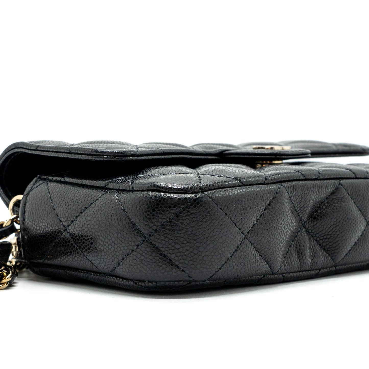 Chanel Double Pocket Wallet On Chain Caviar Black LGHW(Microchip)