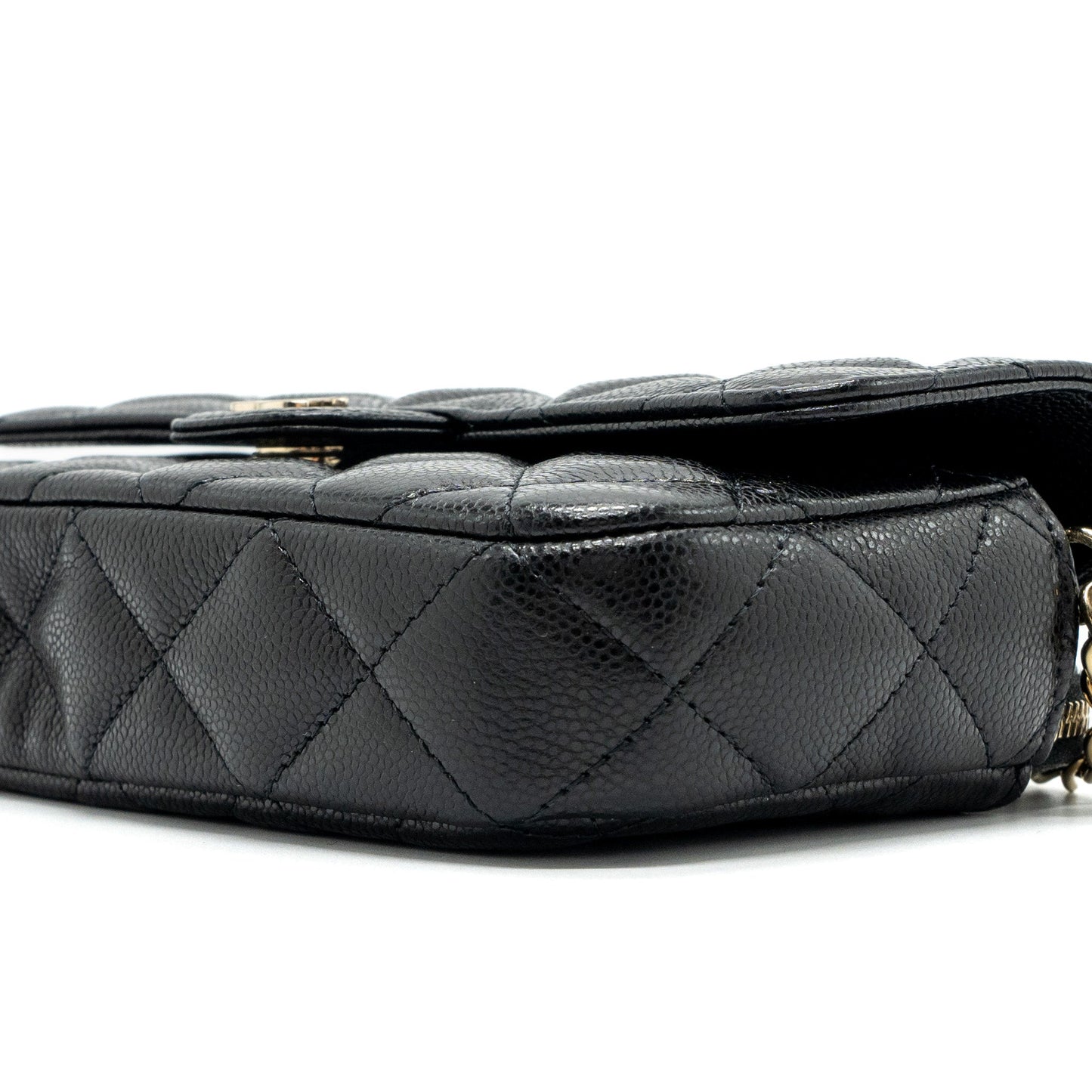 Chanel Double Pocket Wallet On Chain Caviar Black LGHW(Microchip)