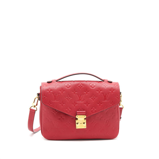 Louis Vuitton Pochette Metis Leather Bag Red