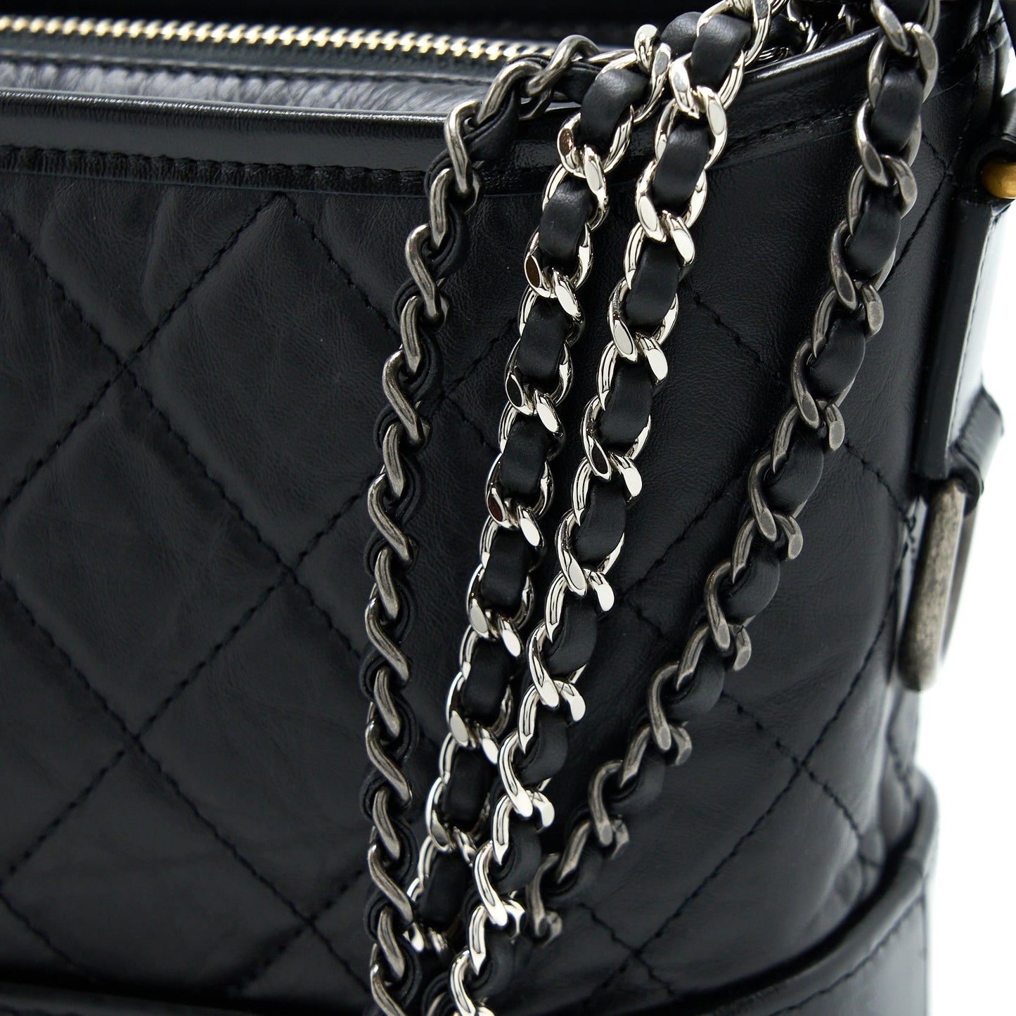 Chanel Small Gabrielle Bag Aged Calfskin Black Multicolour Hardware (Microchip)