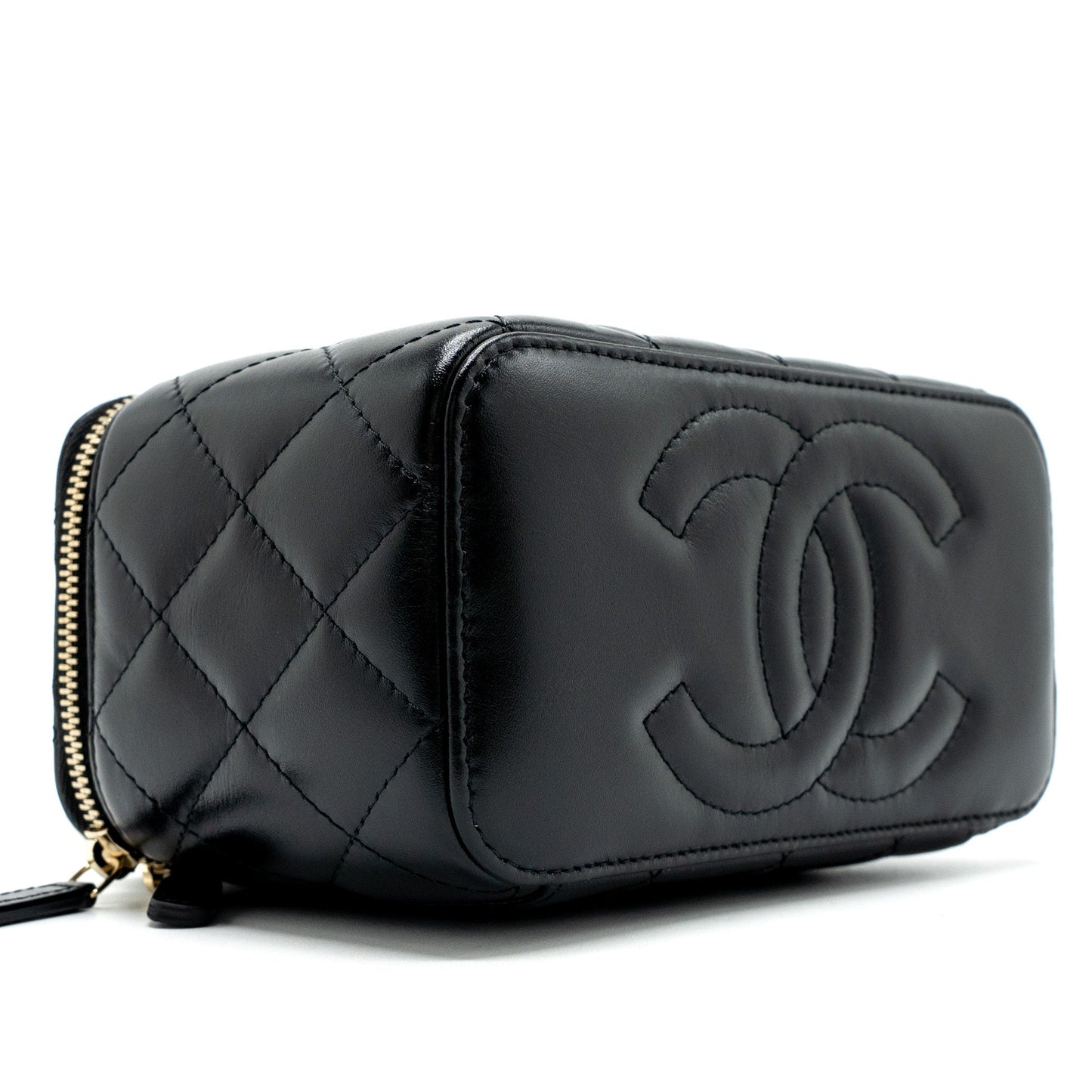 Chanel 24c Gold Crush Long Vanity Case Shiny Calfskin Black GHW (microchip)