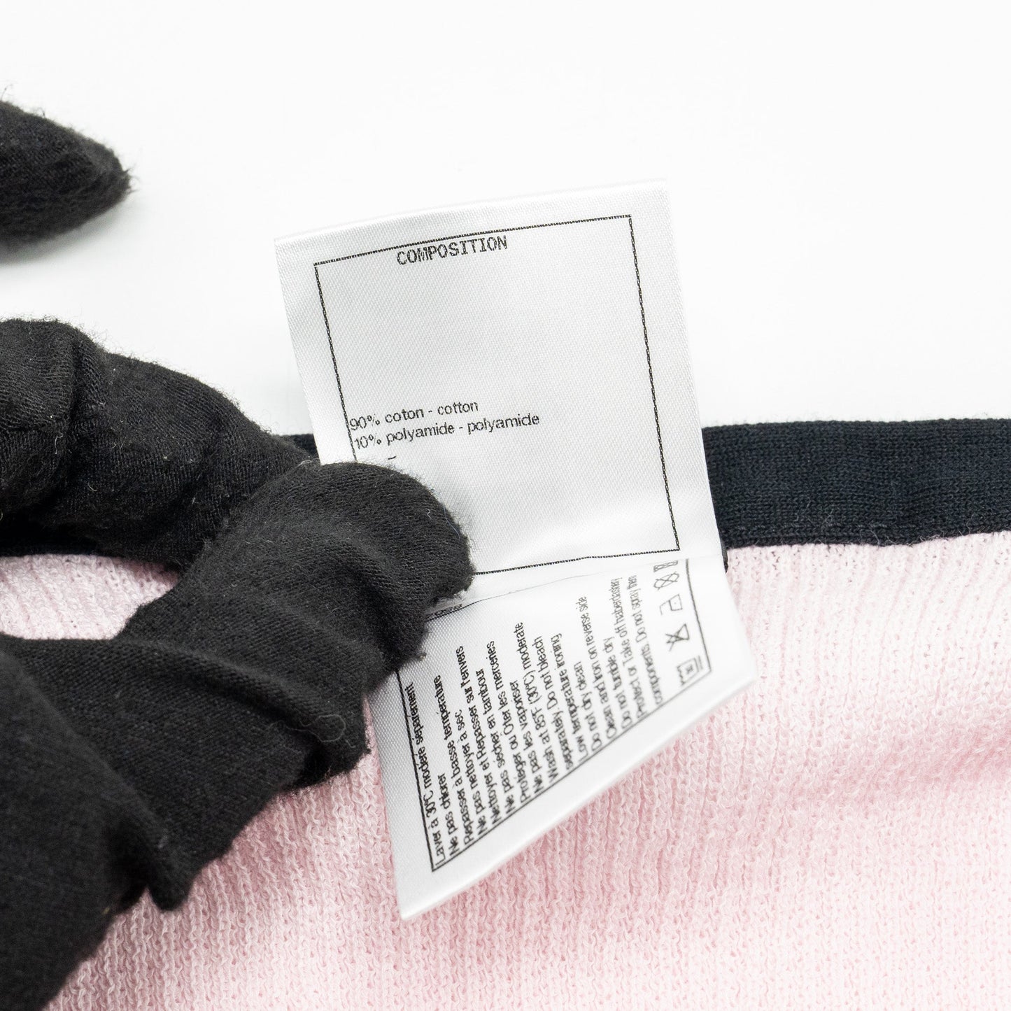 Chanel Size 36 22P CC Crystal Bow Cotton Tank Light Pink/Black