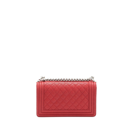 Chanel Medium Boy Bag Grained Calfskin Red SHW