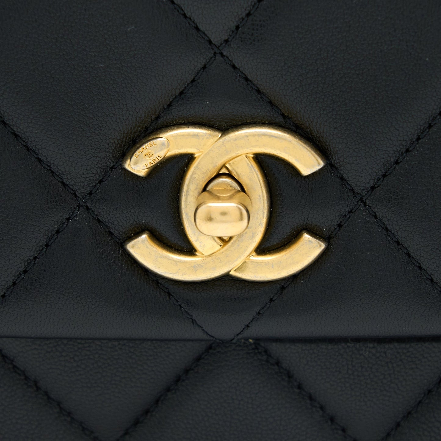 Chanel 21B Seasonal Quilted Square Flap Bag Lambskin Black Brushed GHW (Microchip)