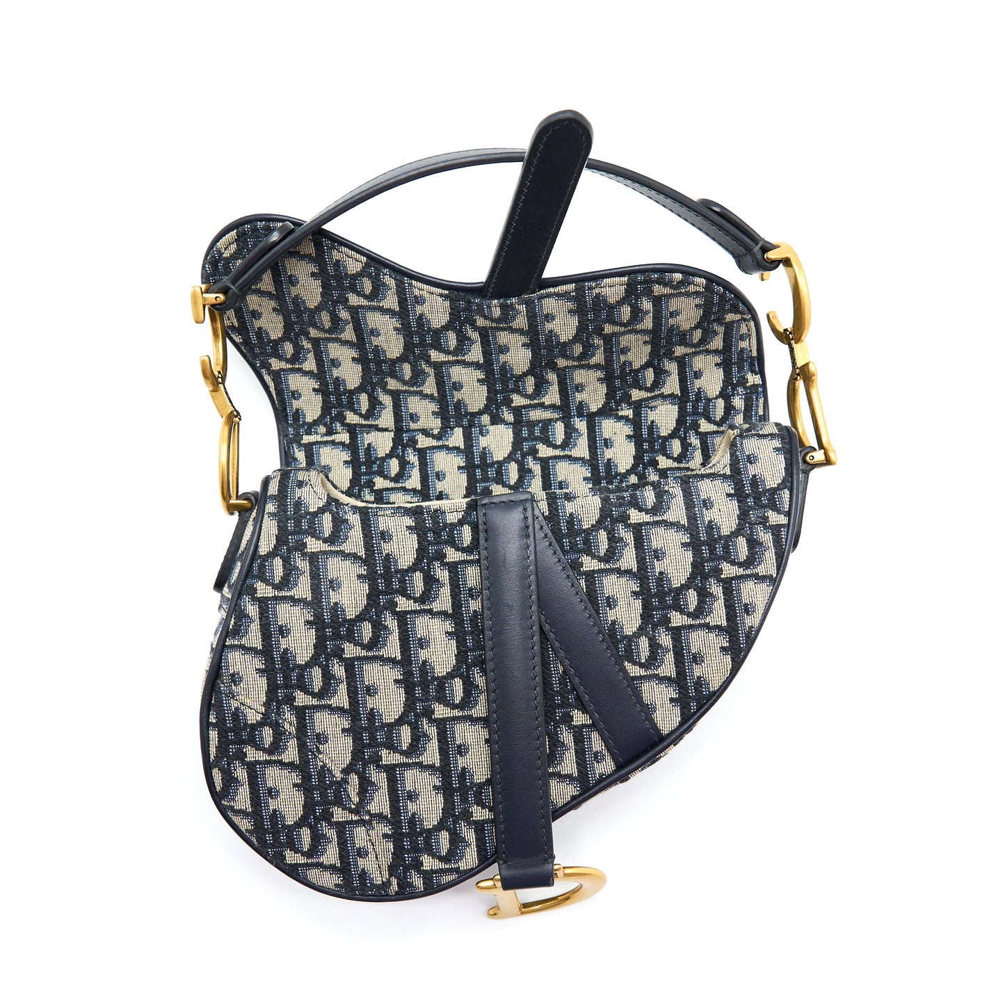 Dior Mini Saddle Blue Oblique GHW