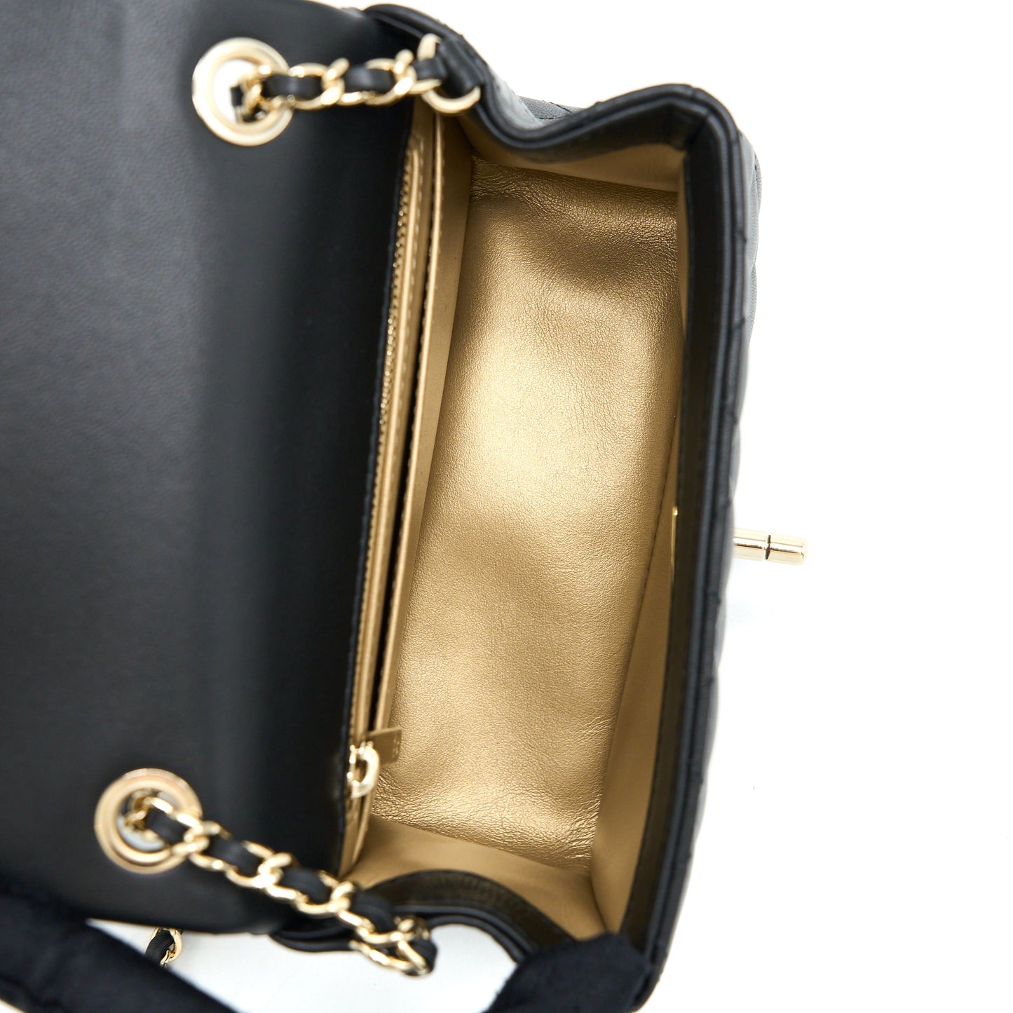 Chanel 23C Pearl Crush Mini Square Flap Bag Lambskin Black LGHW (Microchip)